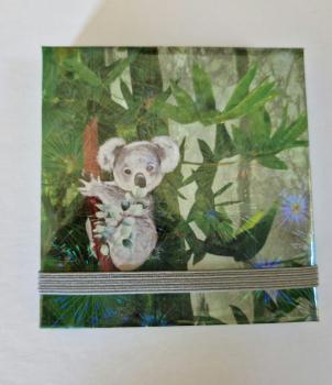 Zettelbücher - Koala im Dschungel - Zettelbox-Papier, Notizzettel, Graspapier, ca. 9x9cm, für schnelle Notizen, Kladdezettel, Merkzettel